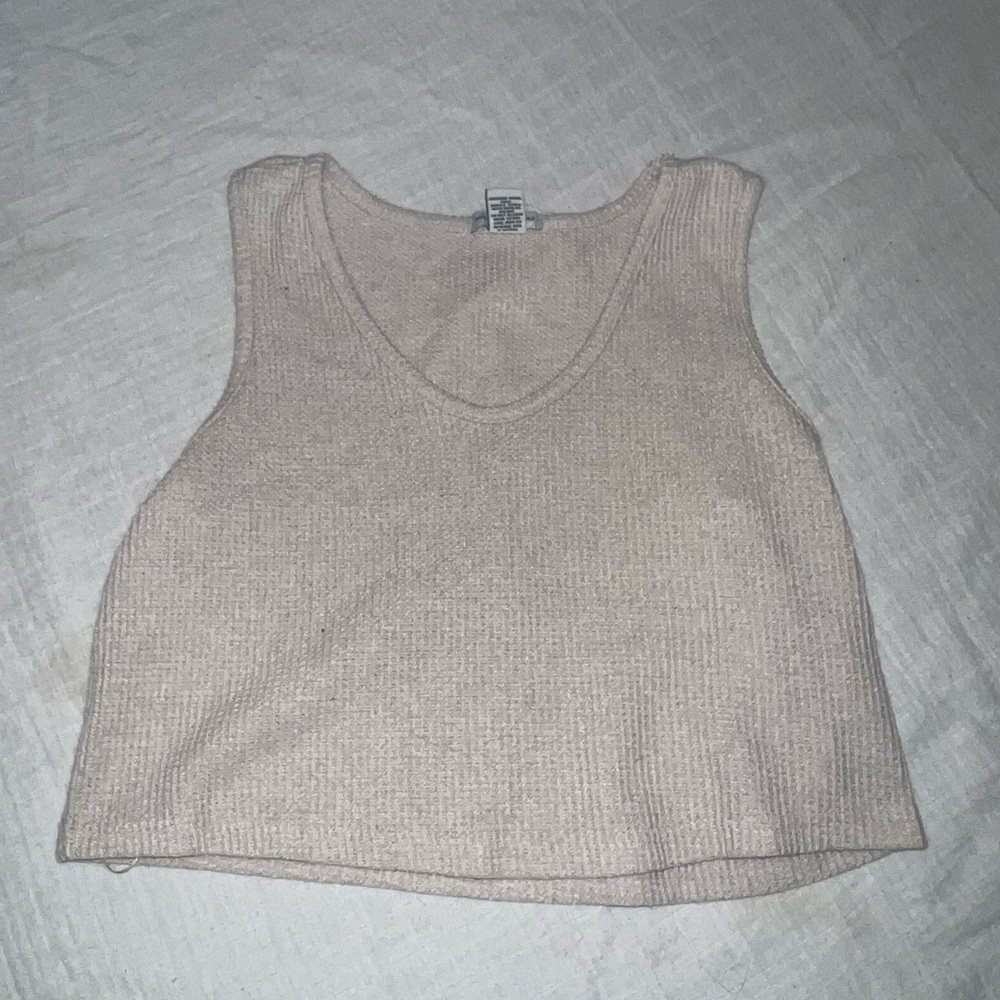 Ribbed Knit 3 Piece Set - Crop Tank, Joggers, & Long Cardigan - Light Beige